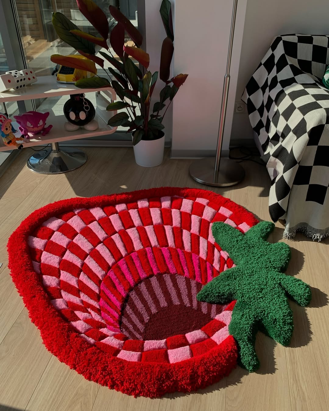 Fluffy 3D Tufted Abstract Strawberry Rug