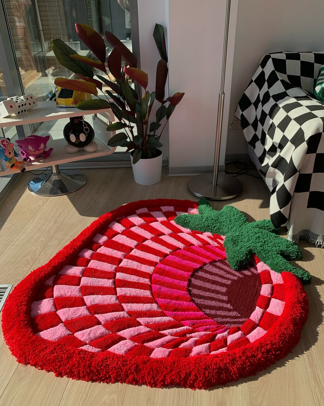 Fluffy 3D Tufted Abstract Strawberry Rug