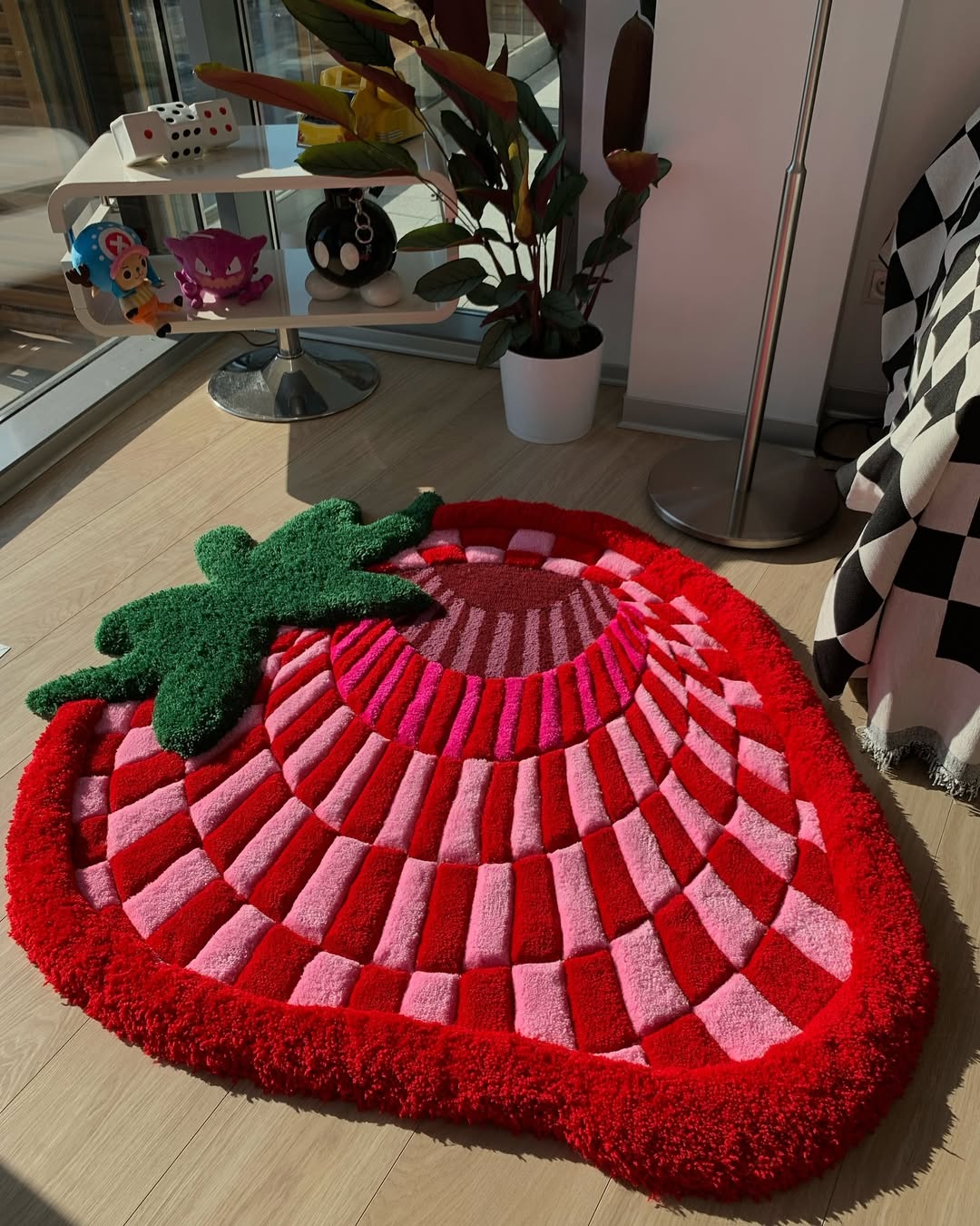 Fluffy 3D Tufted Abstract Strawberry Rug