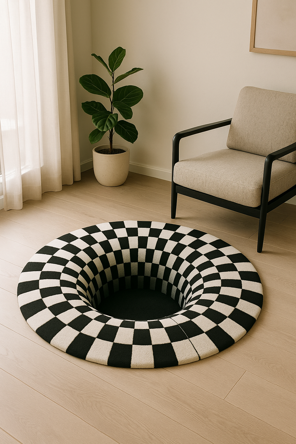 Vortex Optical Illusion B&G Rug by Just Rugs