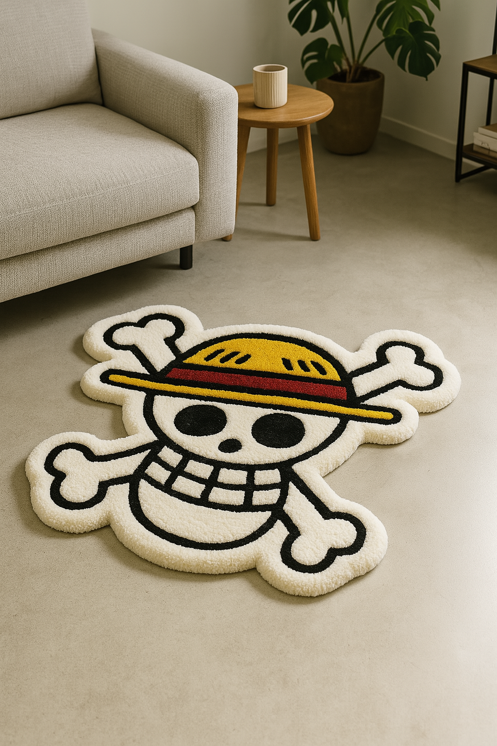 One Piece Luffy Skull Hand-Tufted Rug