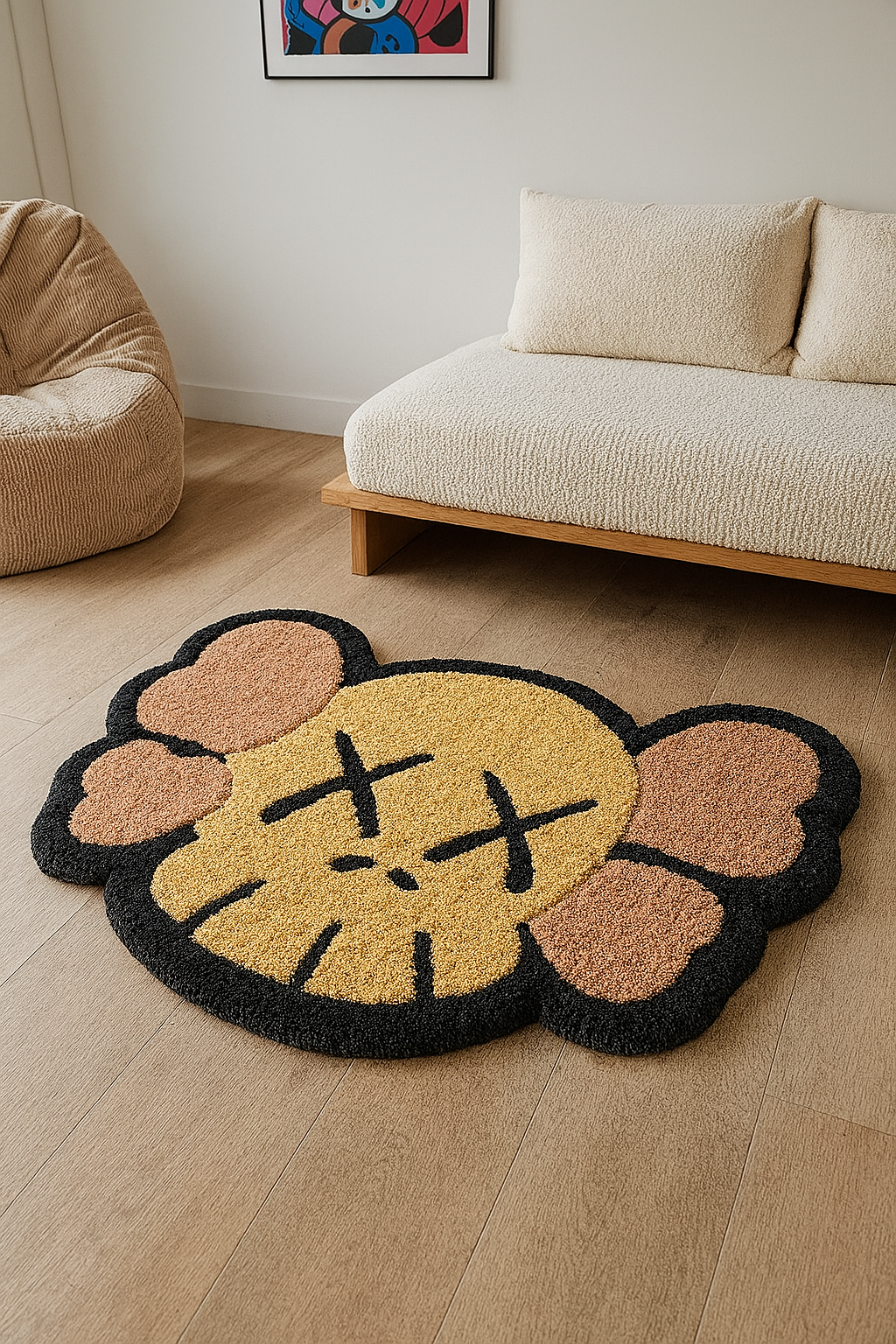 Kaws Cream Colour Hand-Tufted Rug