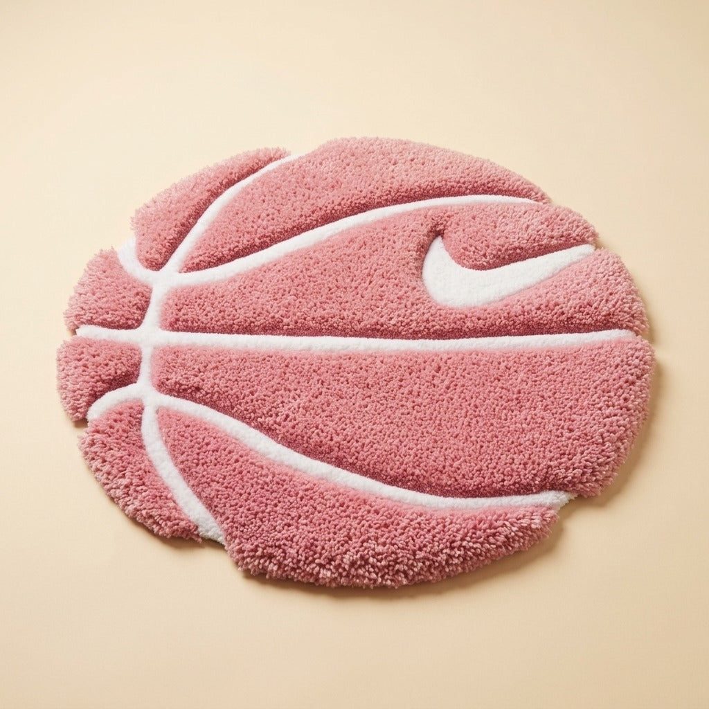 Pink Basketball Rug – Cute 3D Aesthetic Round Tufted Rug