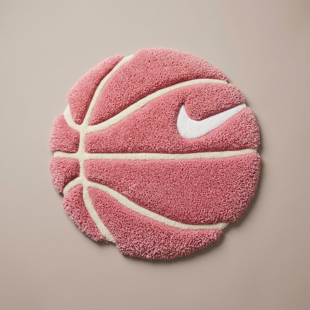 Pink Basketball Rug – Cute 3D Aesthetic Round Tufted Rug