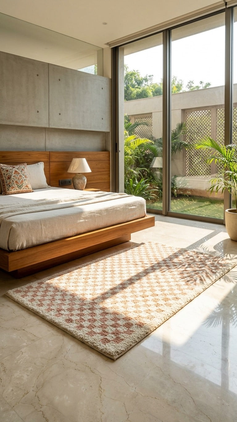 Covey Border Checkered Shag Area Rug