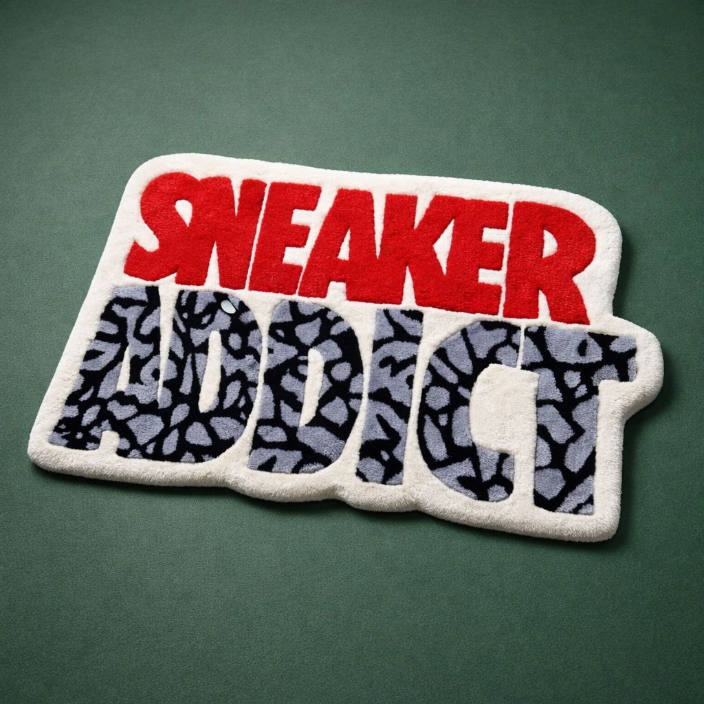 Sneaker Addict Rug – Streetwear Typography Statement Tufted Rug