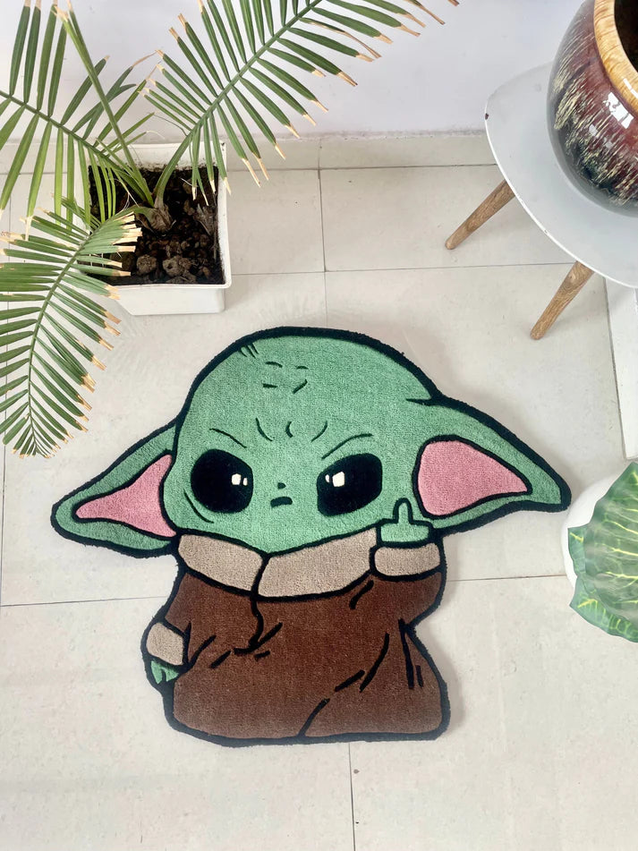 Baby Yoda Middle Finger Rug