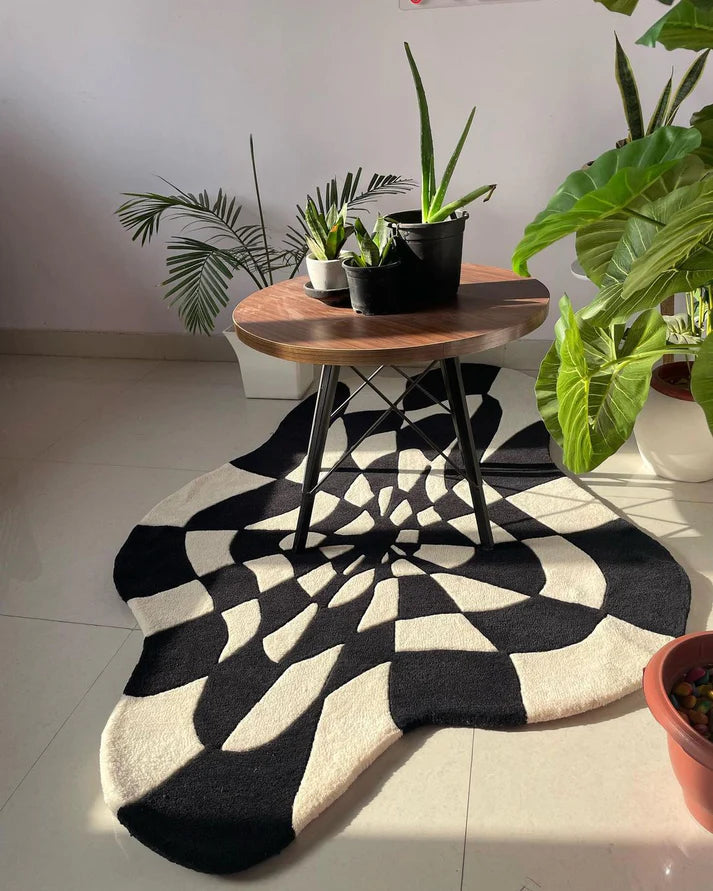 Check Spiral Rug