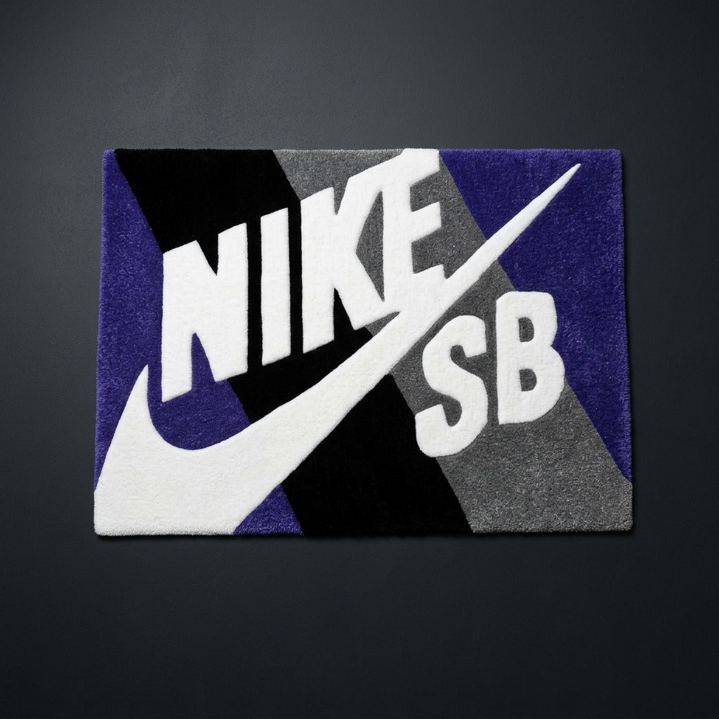 Nike SB Inspired Sneaker Rug – Blue Black Streetwear Tufted Rug