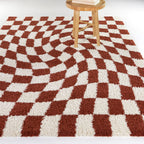 Luther Modern Checkered Shag Area Rug