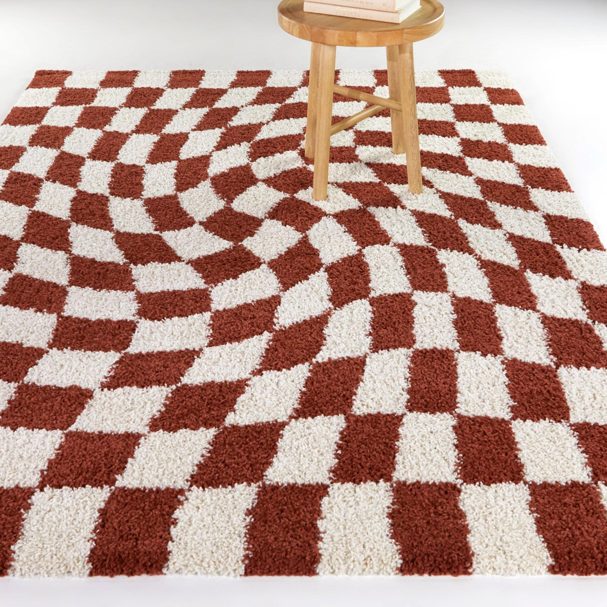 Luther Modern Checkered Shag Area Rug