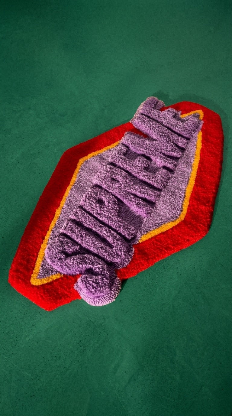 3D Typography Supreme Rug – Purple Red Aesthetic Tufted Rug
