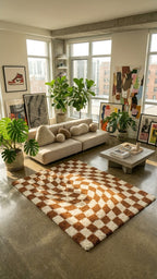 Luther Modern Checkered Shag Area Rug