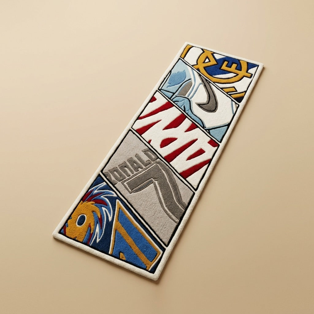 Sneaker Collage Runner Rug – Streetwear Panel Design Tufted Rug