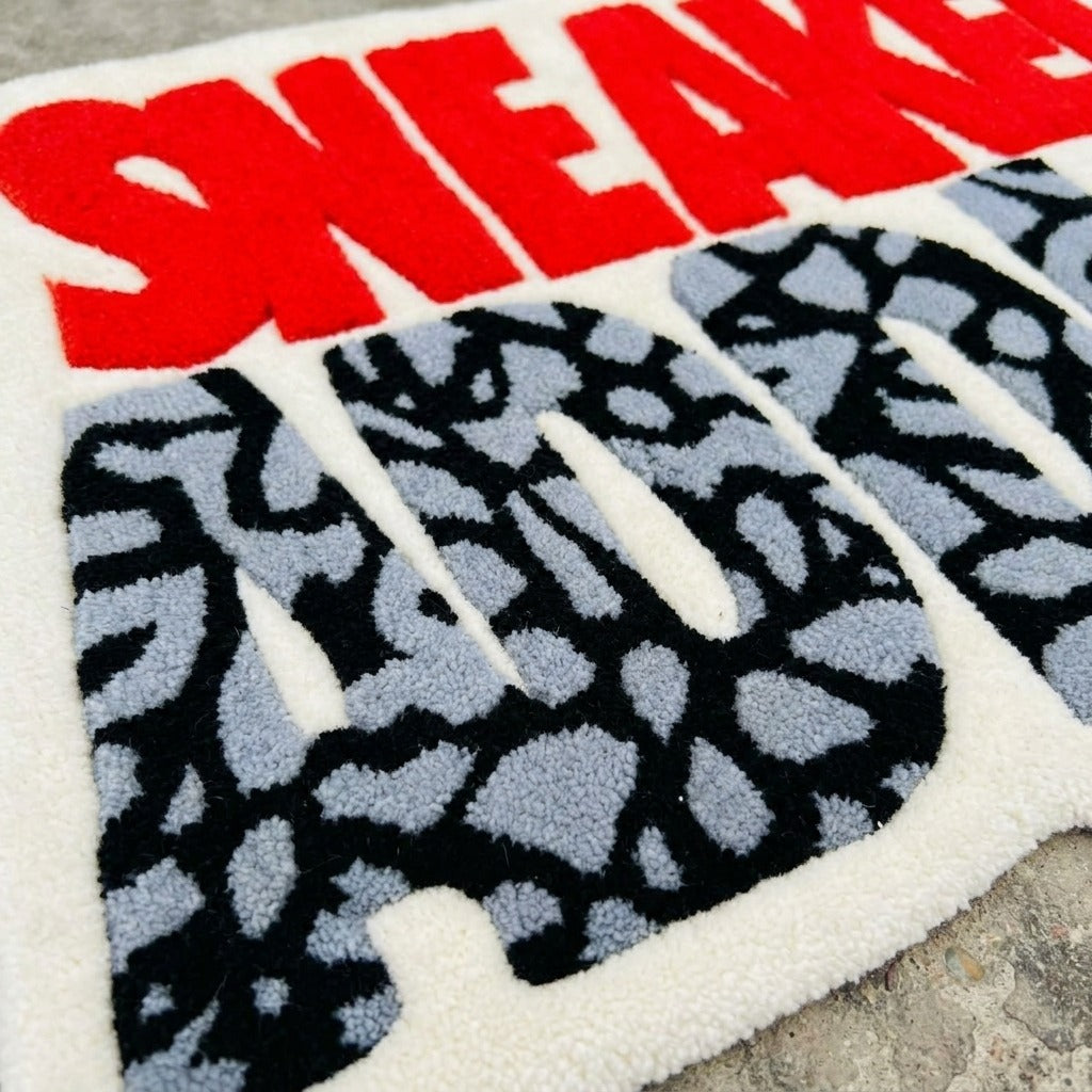 Sneaker Addict Rug – Streetwear Typography Statement Tufted Rug