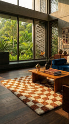 Luther Modern Checkered Shag Area Rug