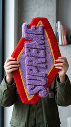 3D Typography Supreme Rug – Purple Red Aesthetic Tufted Rug
