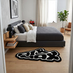 Graffiti Air Max Text Rug – Black White Streetwear Aesthetic Tufted Rug