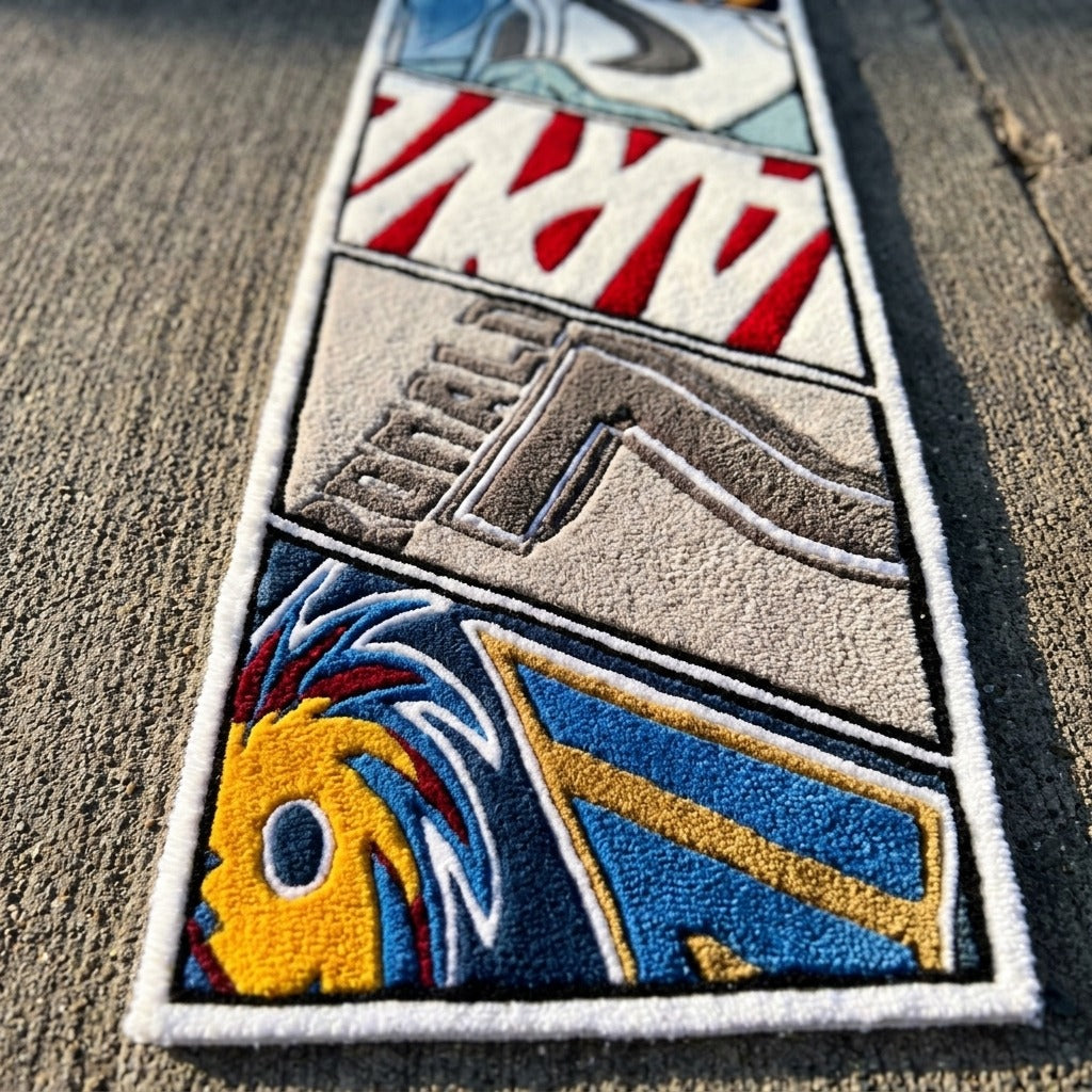 Sneaker Collage Runner Rug – Streetwear Panel Design Tufted Rug