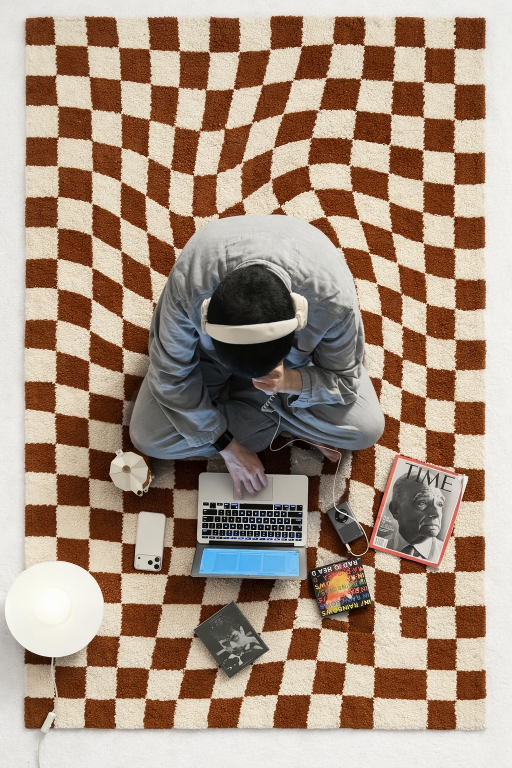Luther Modern Checkered Shag Area Rug