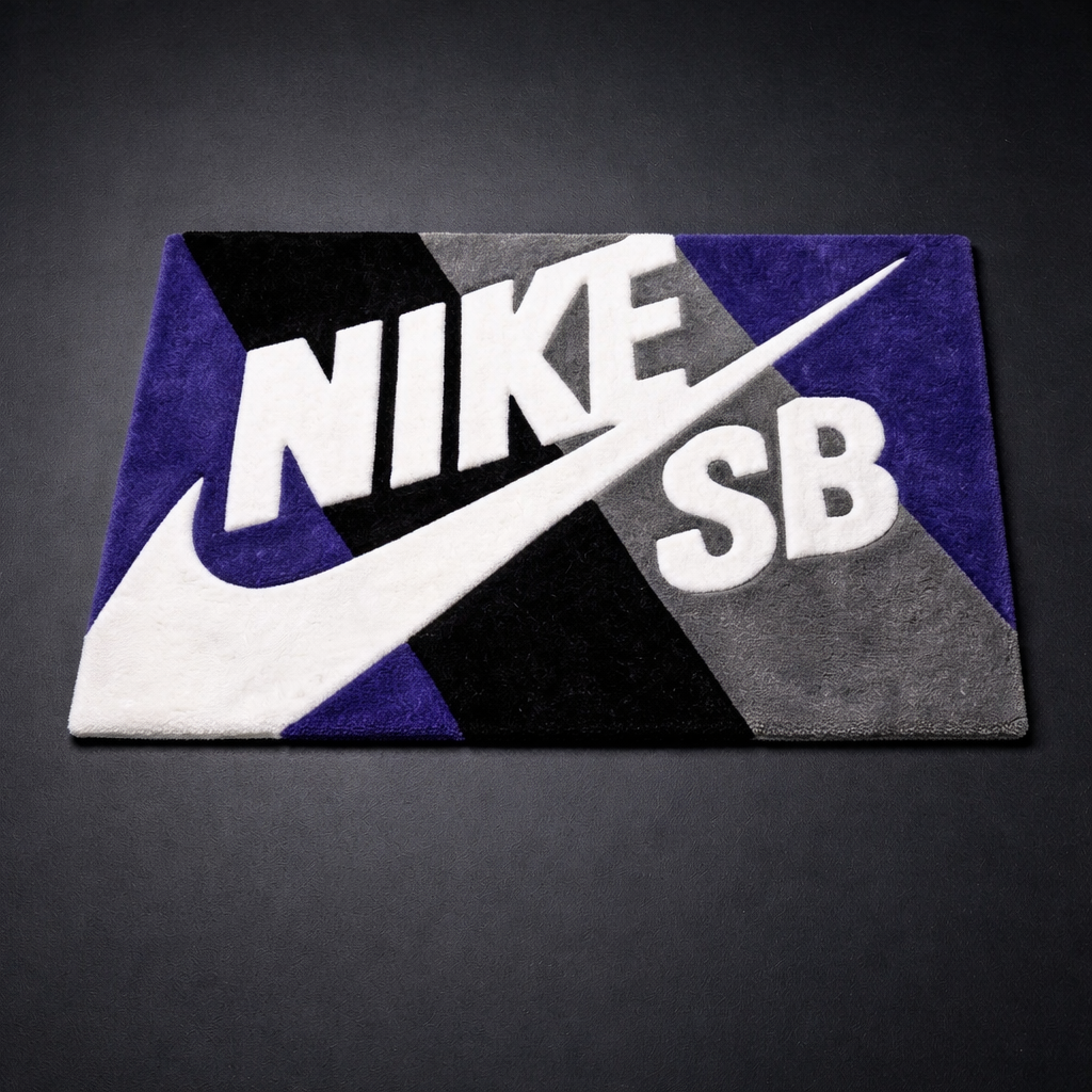Nike SB Inspired Sneaker Rug – Blue Black Streetwear Tufted Rug