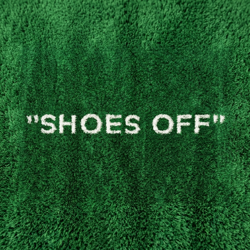 “Shoes Off” Inspired Rug – Green Grass Streetwear Aesthetic Rug
