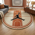 Basketball Court Inspired Round Rug – Minimal Sport Aesthetic Rug
