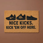 Nice Kicks Doormat – Sneakerhead Entry Rug “Kick ‘Em Off Here”