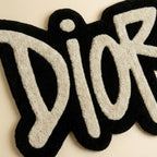 Dior Logo Aesthetic Rug – Luxury Black & White Tufted Carpet for Bedroom Decor
