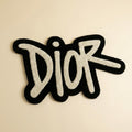 Dior Logo Aesthetic Rug – Luxury Black & White Tufted Carpet for Bedroom Decor