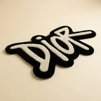 Dior Logo Aesthetic Rug – Luxury Black & White Tufted Carpet for Bedroom Decor