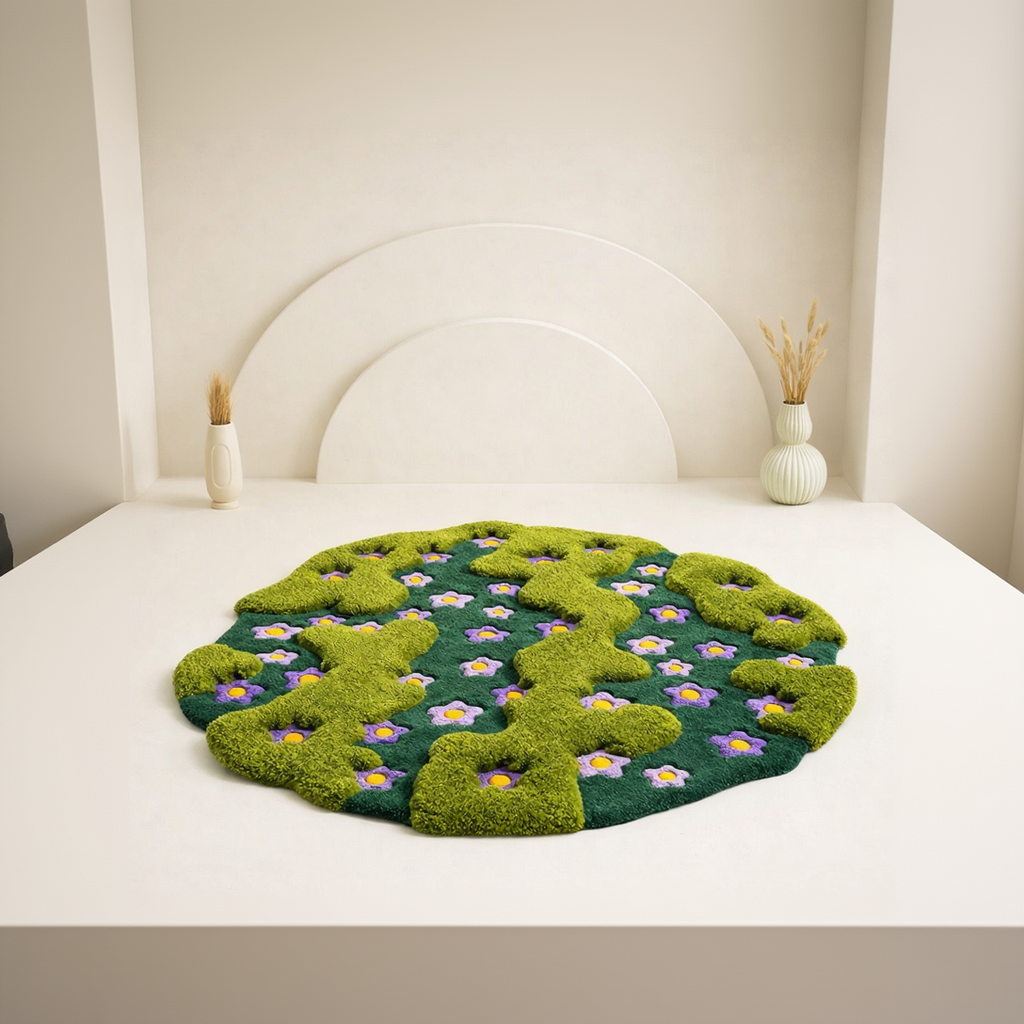 Ripple Spectrum Wave Rug – Purple Bloom Edition