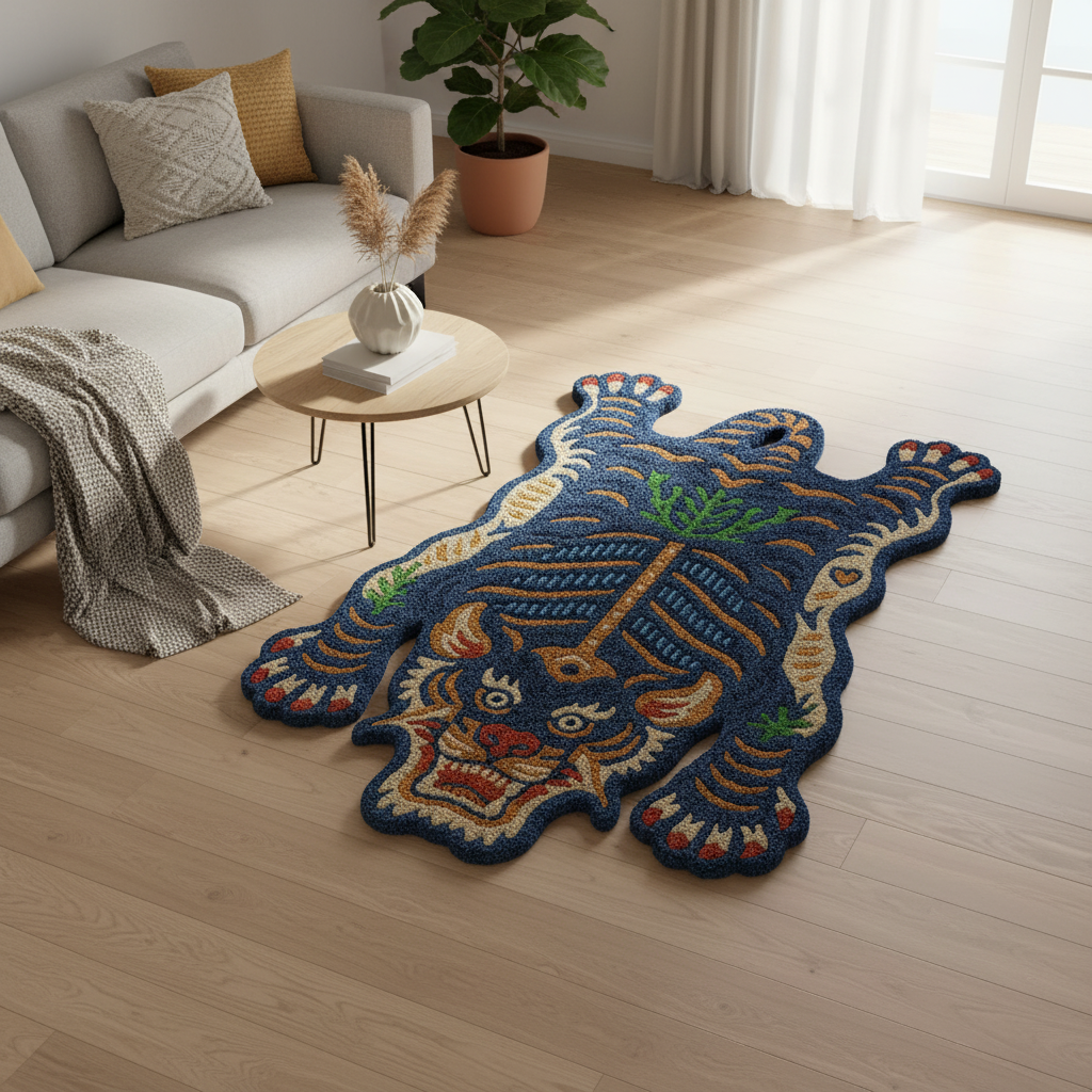 Wild Tiger Mindnight Blue Striking Rug by Just Rugs