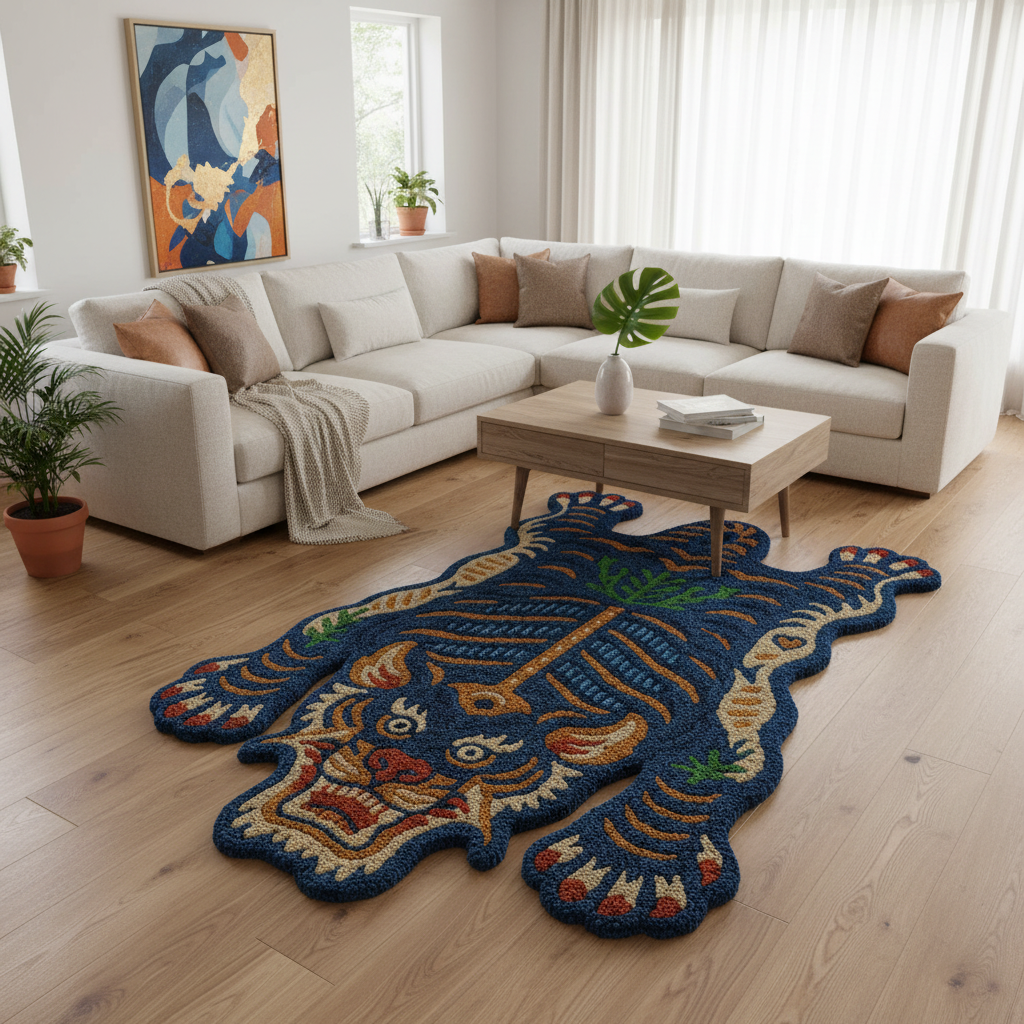Wild Tiger Mindnight Blue Striking Rug by Just Rugs