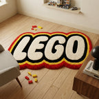 LEGO Logo Tufted Rug – Handcrafted Shaped Carpet for Kids Room, Playroom & Gaming Room Décor