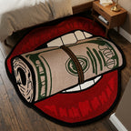 Money Mouth Novelty Shaped Rug – Bold Pop Art Lips & Cash Roll Area Rug
