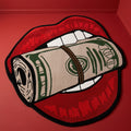 Money Mouth Novelty Shaped Rug – Bold Pop Art Lips & Cash Roll Area Rug
