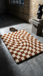 Luther Modern Checkered Shag Area Rug