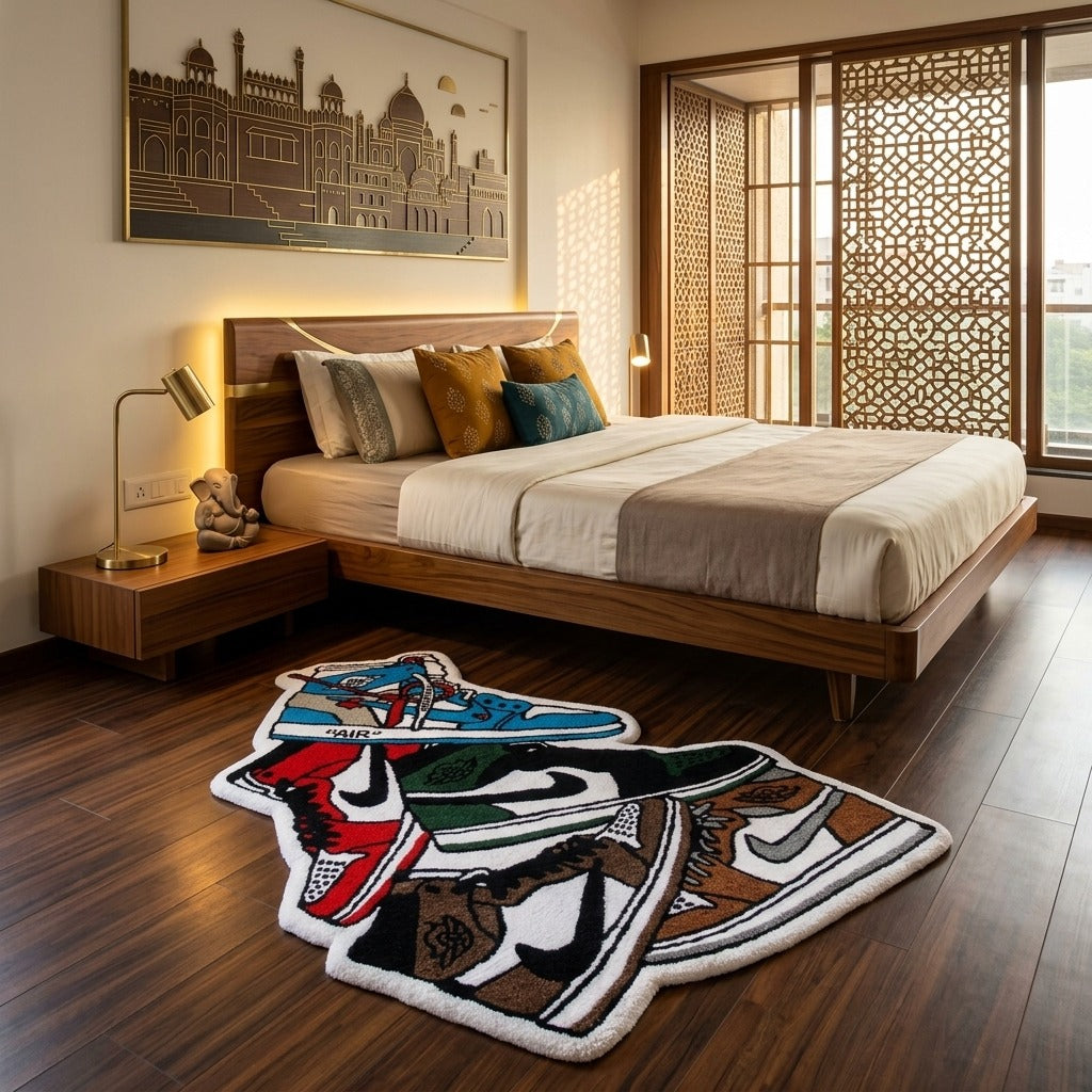 Sneaker Stack Rug – Hype Streetwear Multi Sneaker Tufted Rug