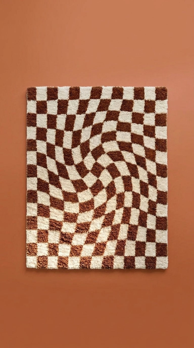 Luther Modern Checkered Shag Area Rug