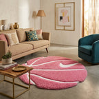 Pink Basketball Rug – Cute 3D Aesthetic Round Tufted Rug