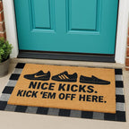 Nice Kicks Doormat – Sneakerhead Entry Rug “Kick ‘Em Off Here”