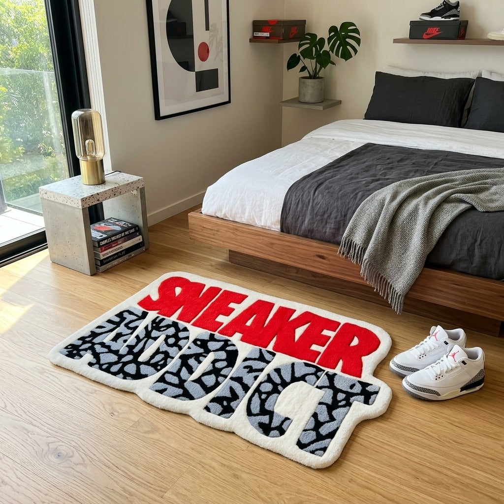 Sneaker Addict Rug – Streetwear Typography Statement Tufted Rug