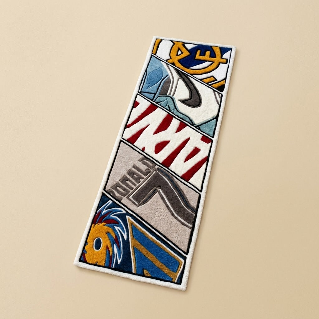 Sneaker Collage Runner Rug – Streetwear Panel Design Tufted Rug