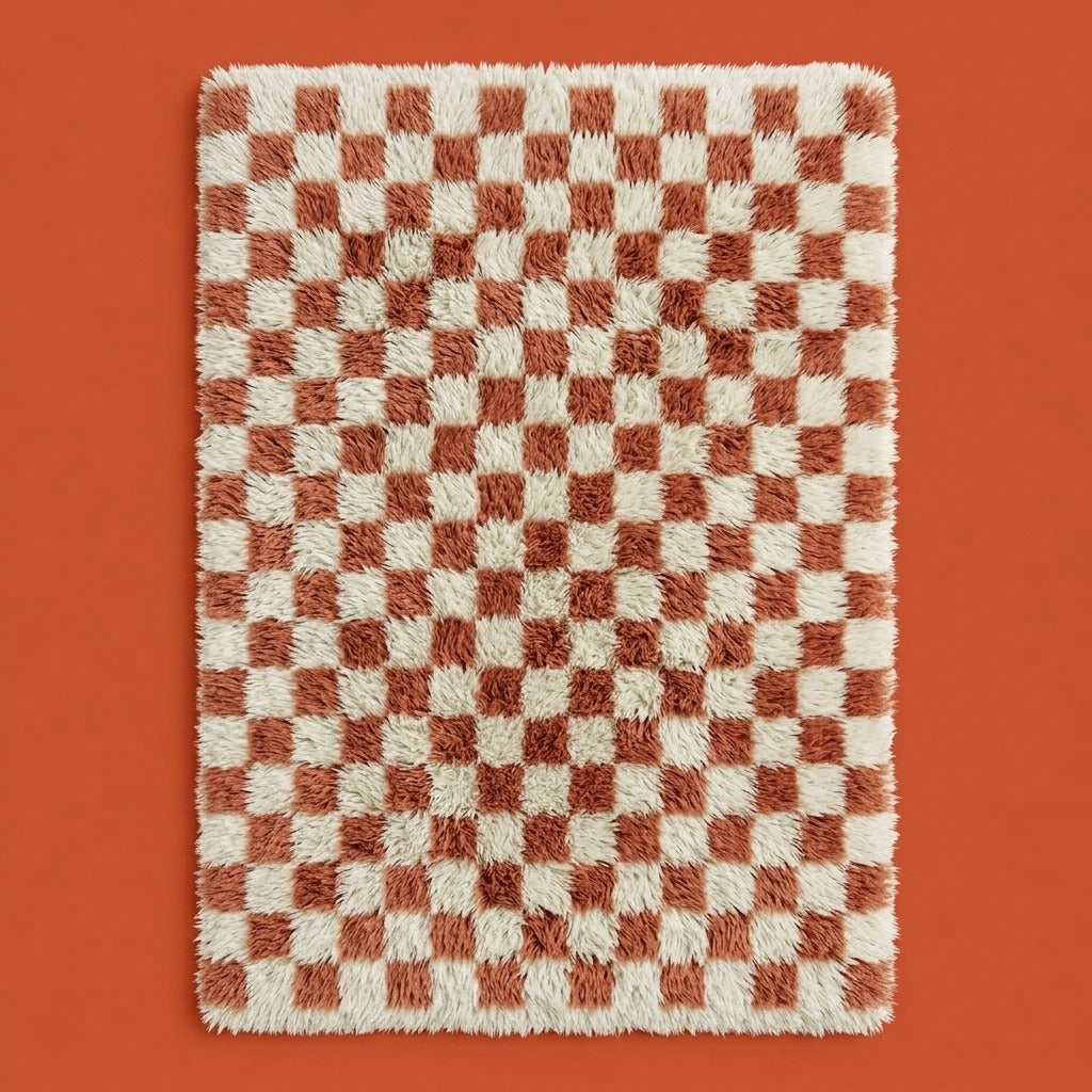 Covey Border Checkered Shag Area Rug