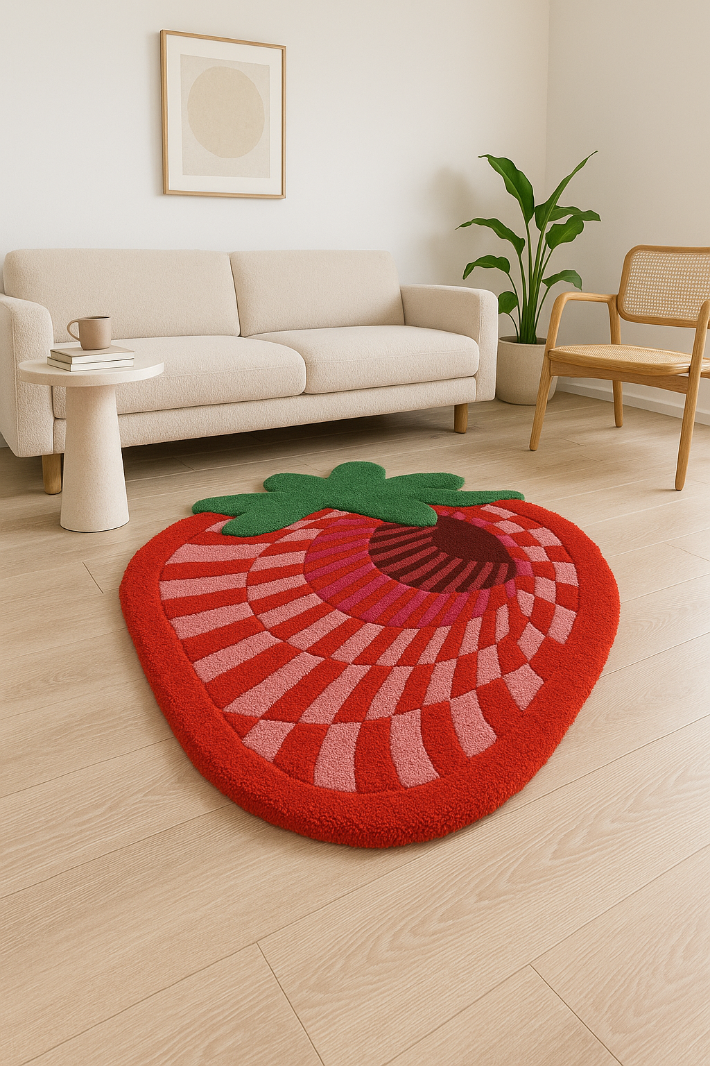 Fluffy 3D Tufted Abstract Strawberry Rug