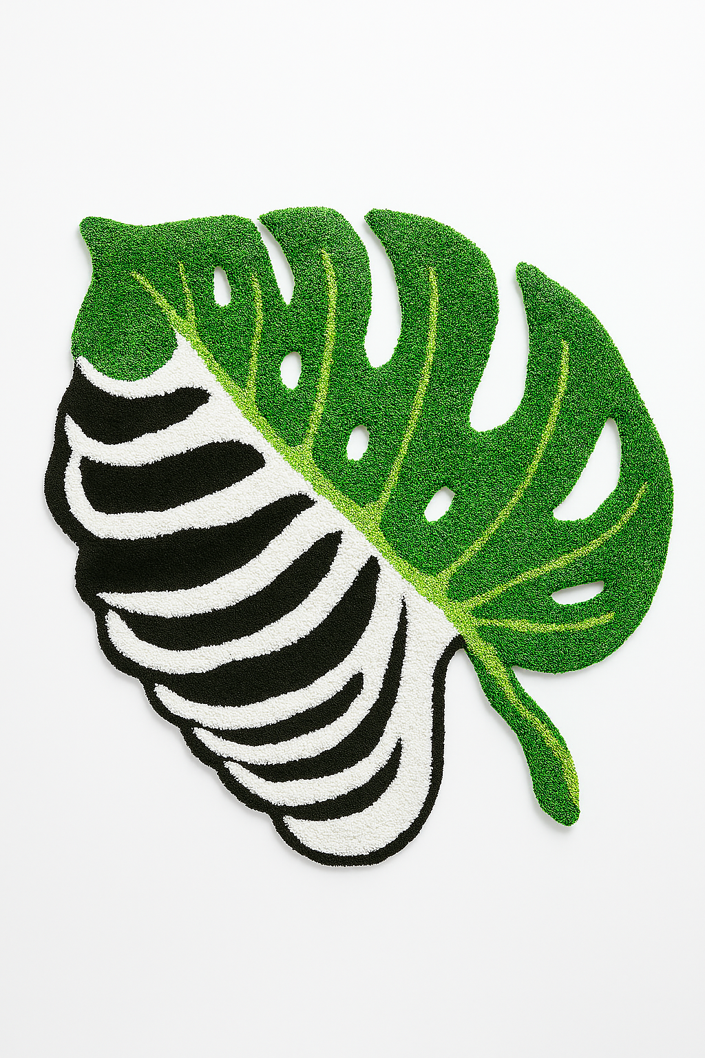 Irregular Monstera Leaf Skeleton Shaped Rug
