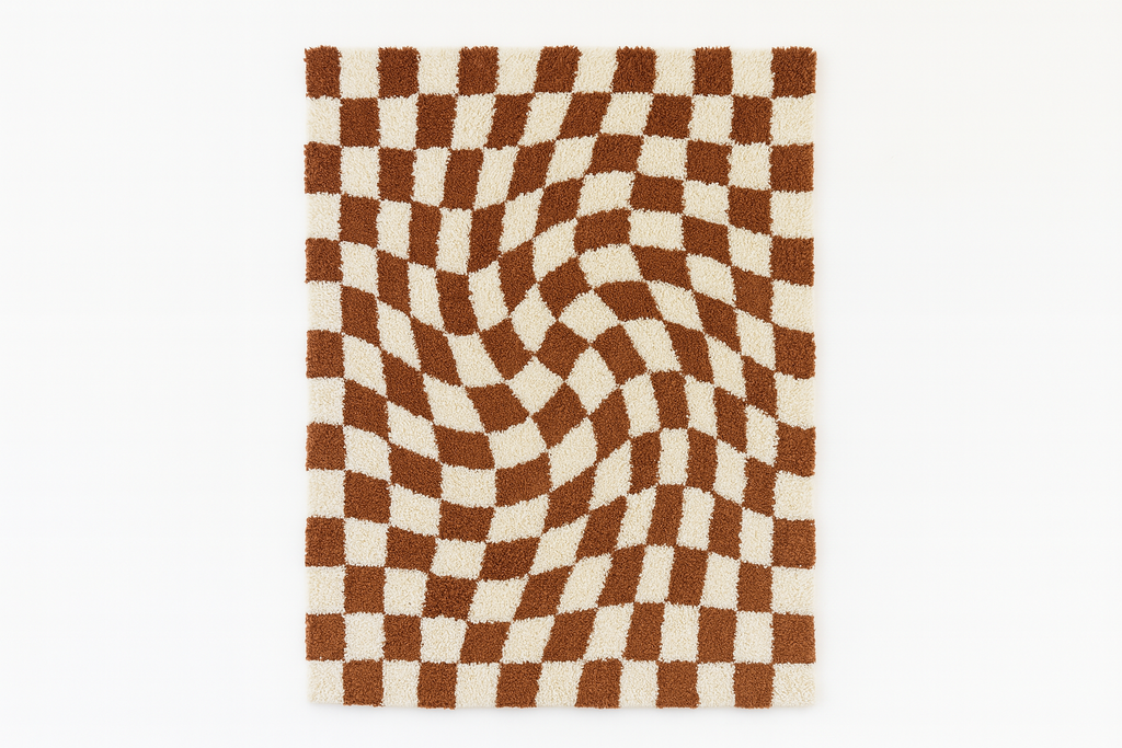 Luther Modern Checkered Shag Area Rug