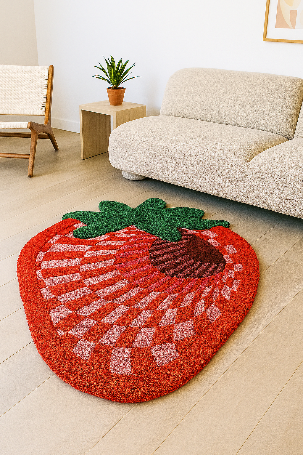 Fluffy 3D Tufted Abstract Strawberry Rug