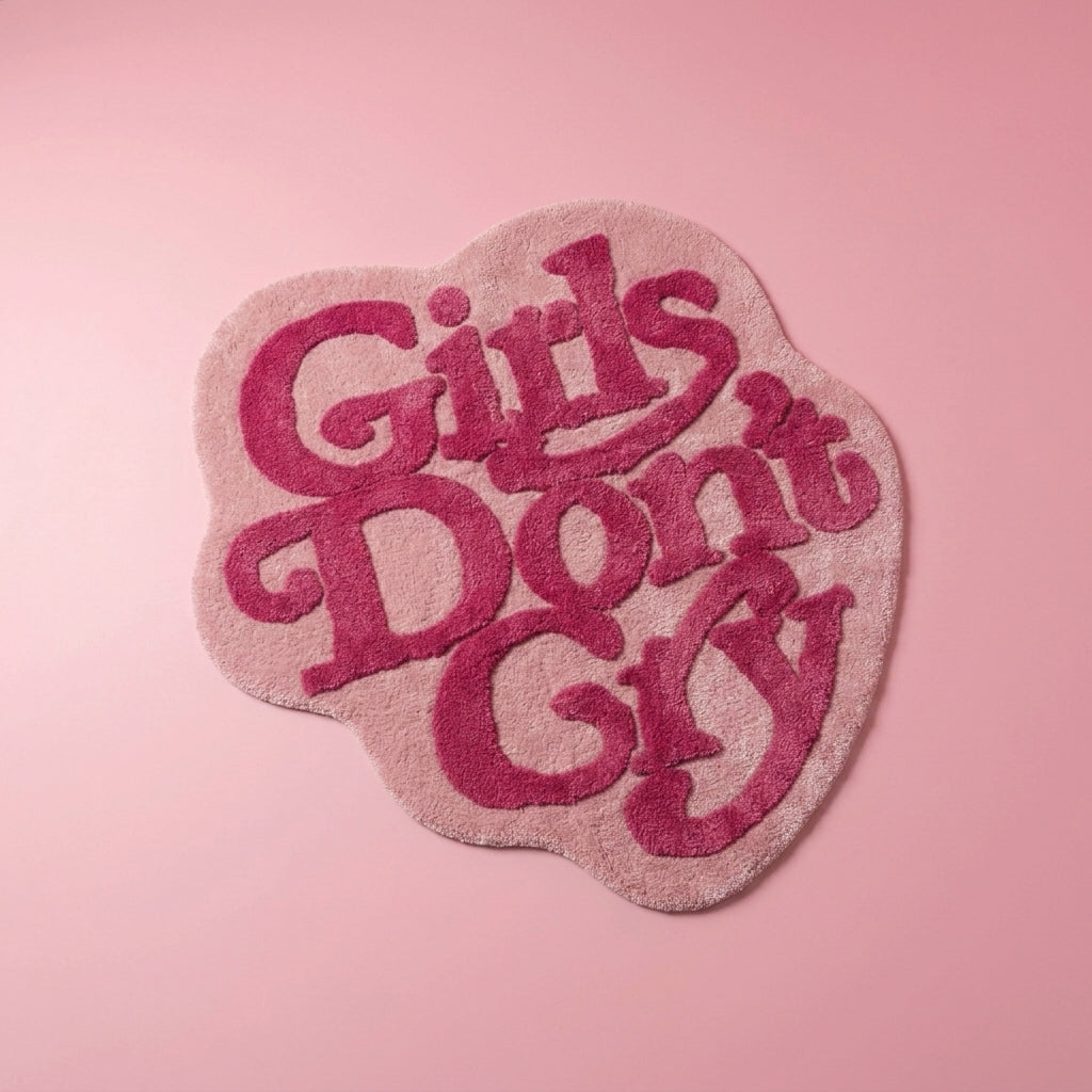 Girls Don’t Cry Aesthetic Rug (Pink Text Design)
